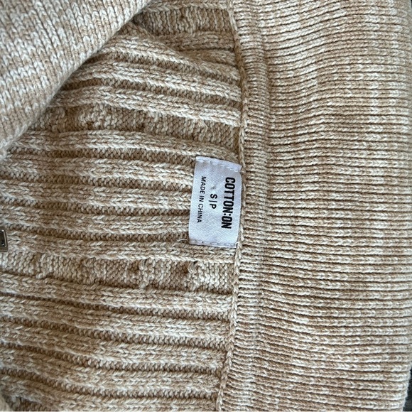 Cotton On Cable Knit Zip Off the Shoulder tan and cream sweater. Like new. Small - Picture 6 of 9